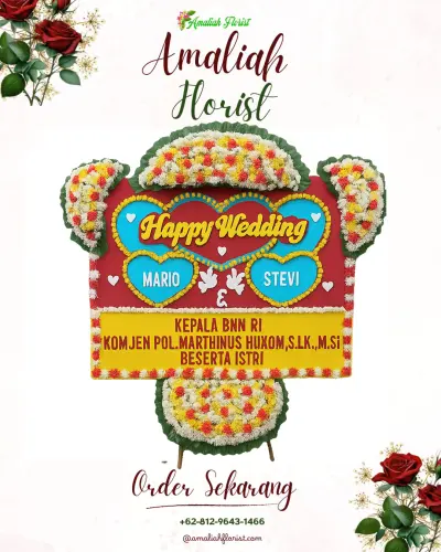 Karangan Papan Bunga Pernikahan di Girimulya